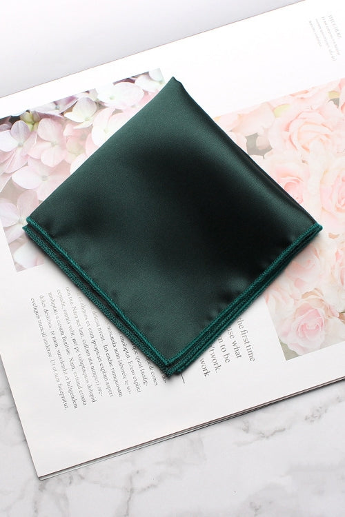 Solid Dark Green Satin Men's Pocket Square
