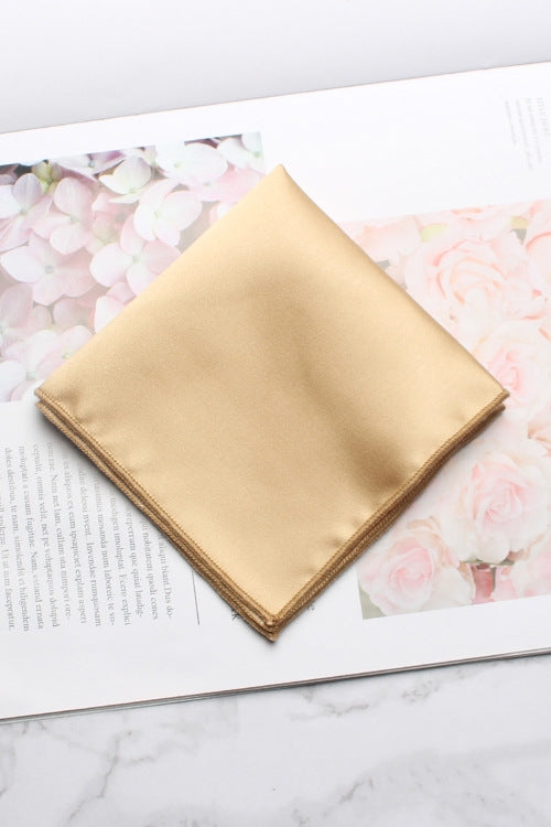 Solid Champagne Gold Satin Men's Pocket Square Main image
