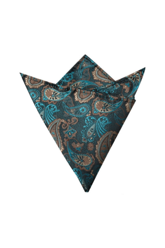 Teal Vintage Paisley Jacquard Men's Pocket Square