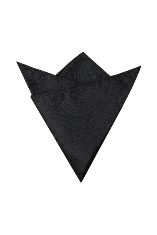 Black Vintage Paisley Jacquard Men's Pocket Square Main image