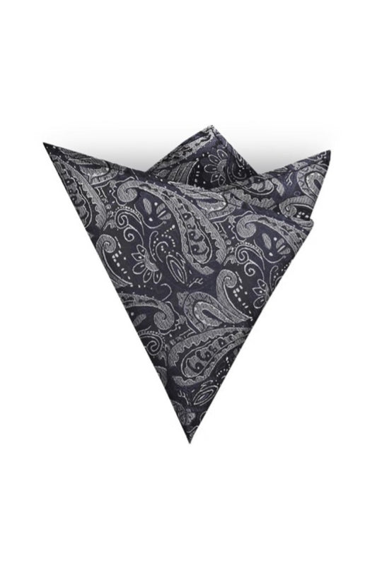 Dark Gray Paisley Jacquard Men's Pocket Square Main image
