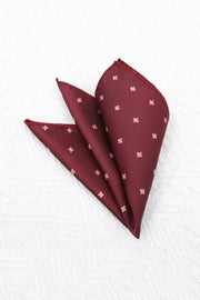 Burgundy Mini Pink Floral Jacquard Men's Pocket Square