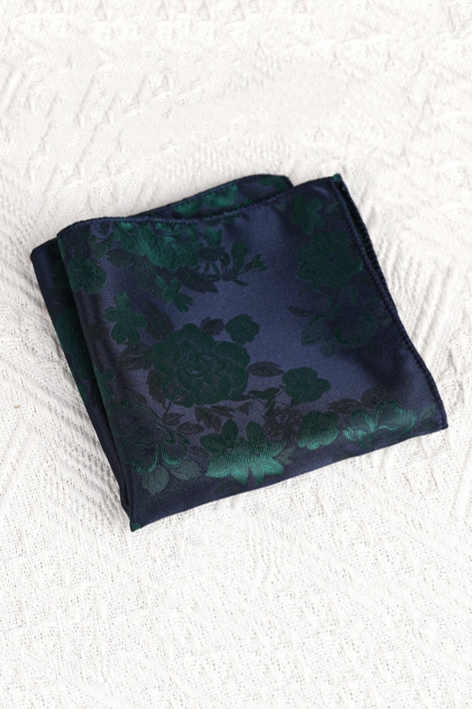 Dark Green Rose Jacquard Satin Men's Pocket Square Main image