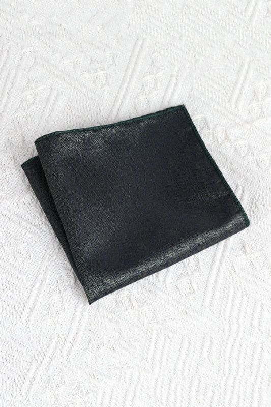 Solid Dark Green Textured Men's Pocket Square