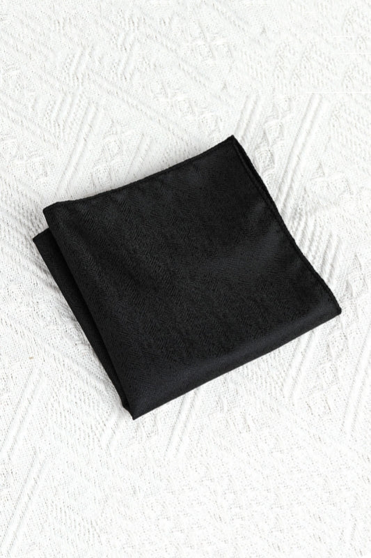 Solid Black Textured Men's Pocket Square