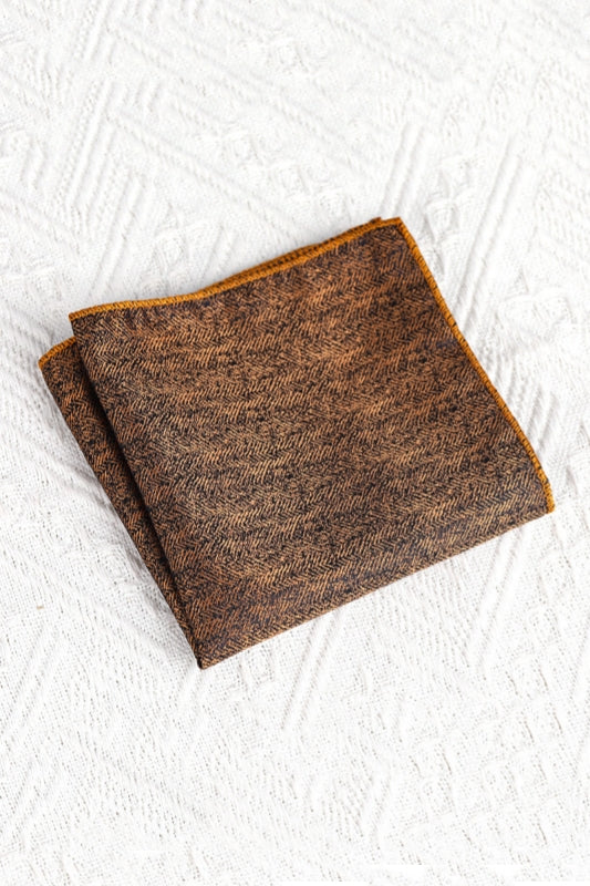 Solid Brown Textured Men's Pocket Square Main image