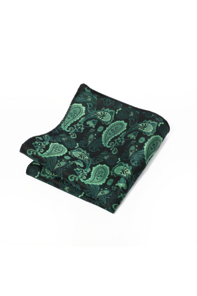 Emerald Green Paisley Jacquard Men's Pocket Square Main image