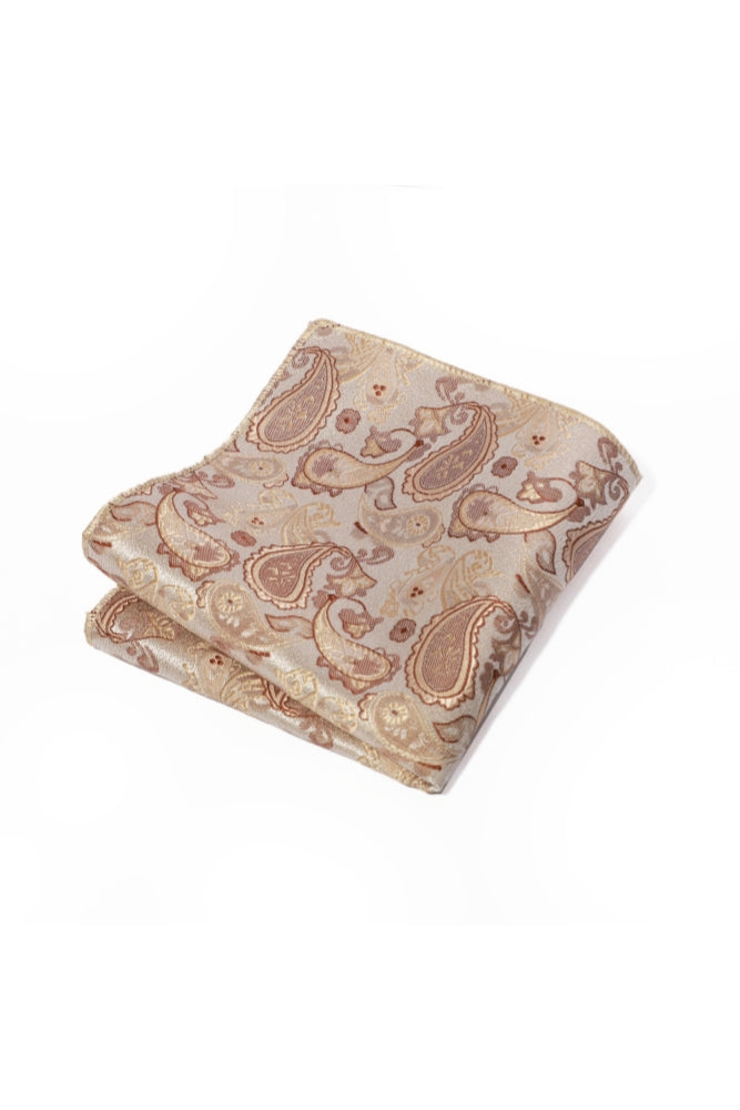 Champagne Base Paisley Jacquard Men's Pocket Square Main image