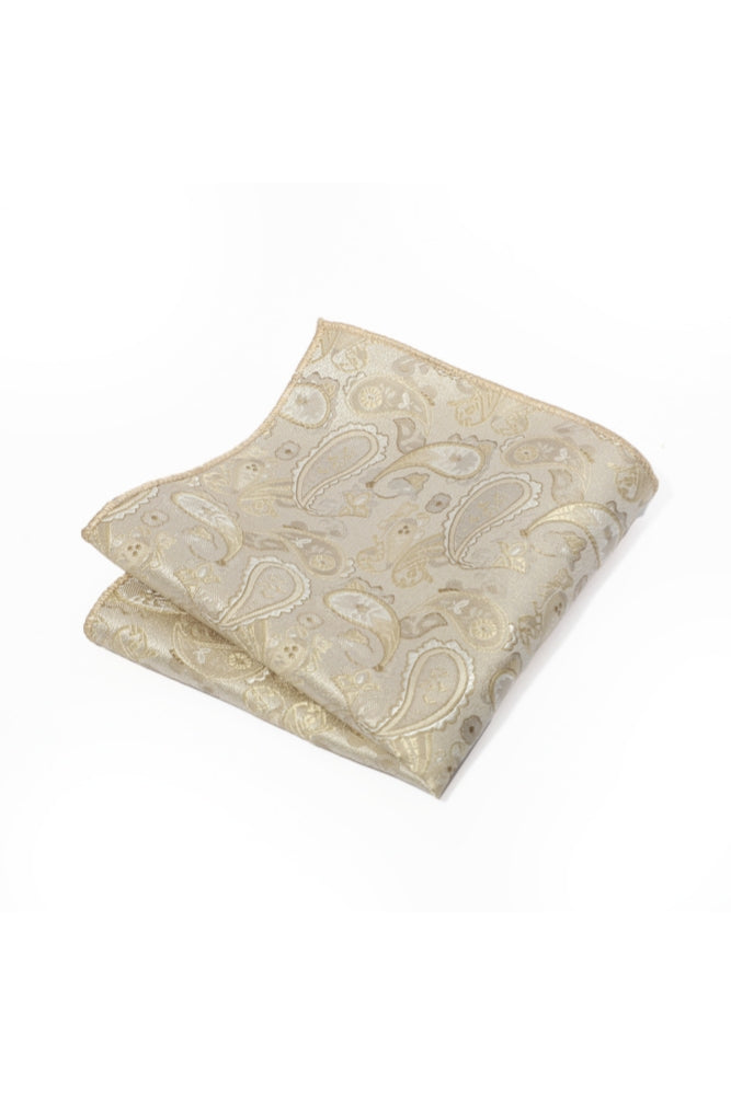 Cream White Base Paisley Jacquard Men's Pocket Square Main image