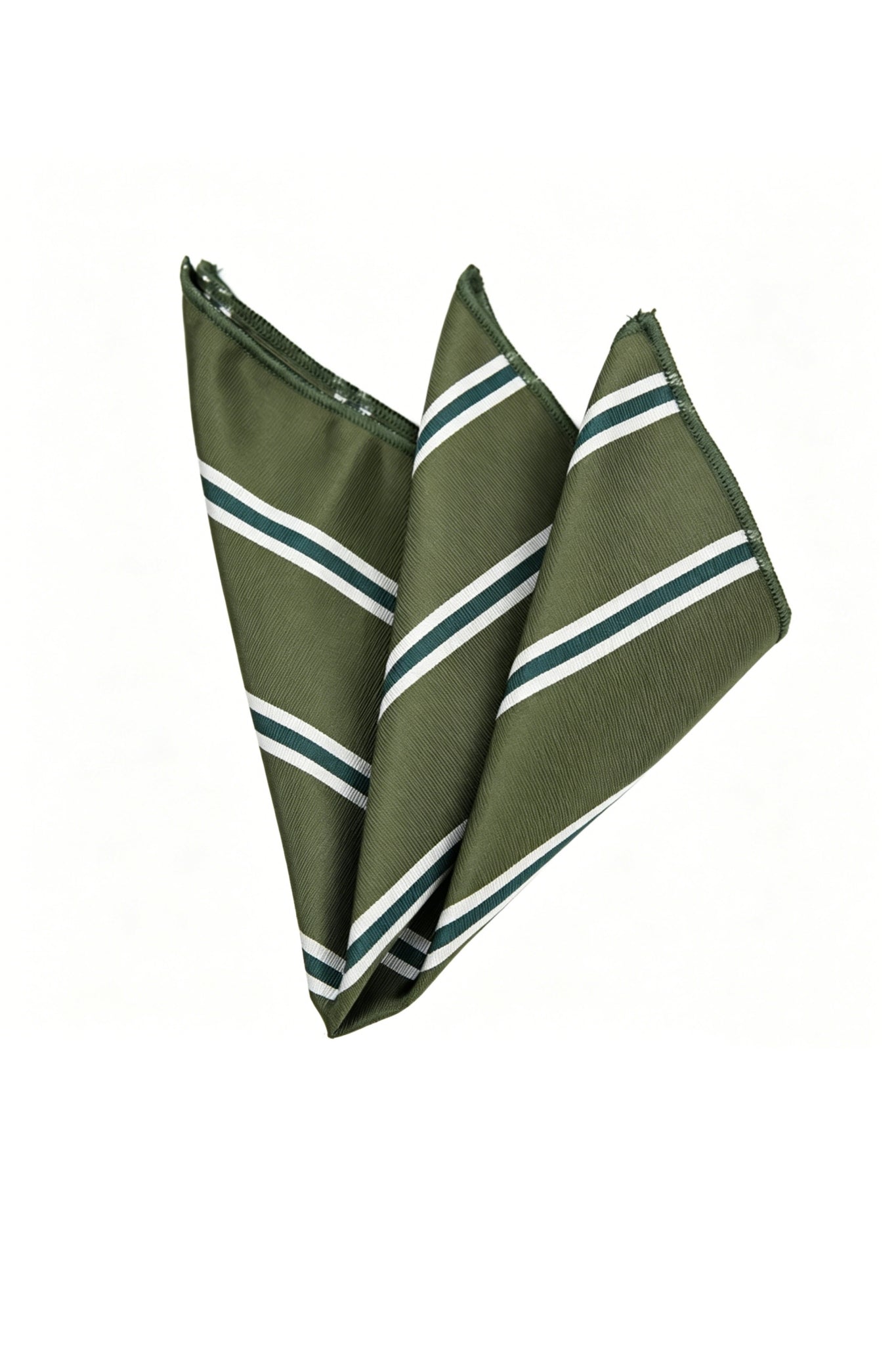 Olive Green White Dark Green Diagonal Stripe Pocket Square Main image