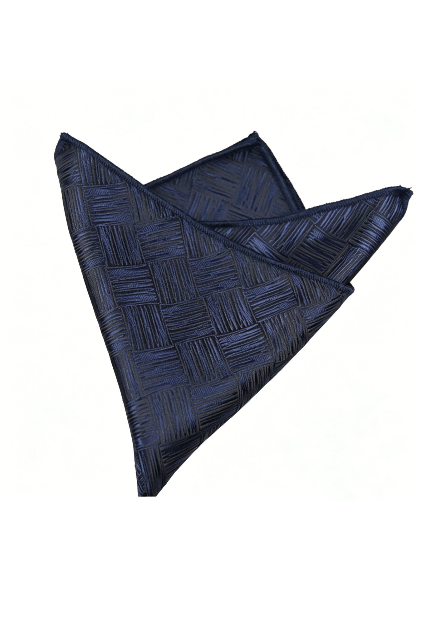 Navy Embossed Check Jacquard Men's Pocket Square Main image