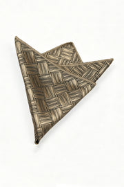 Khaki Embossed Check Jacquard Men's Pocket Square