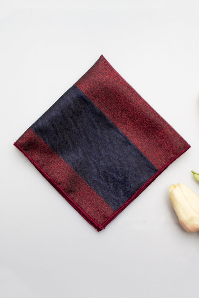 Deep Burgundy Navy Block Jacquard Men's Pocket Square Main image
