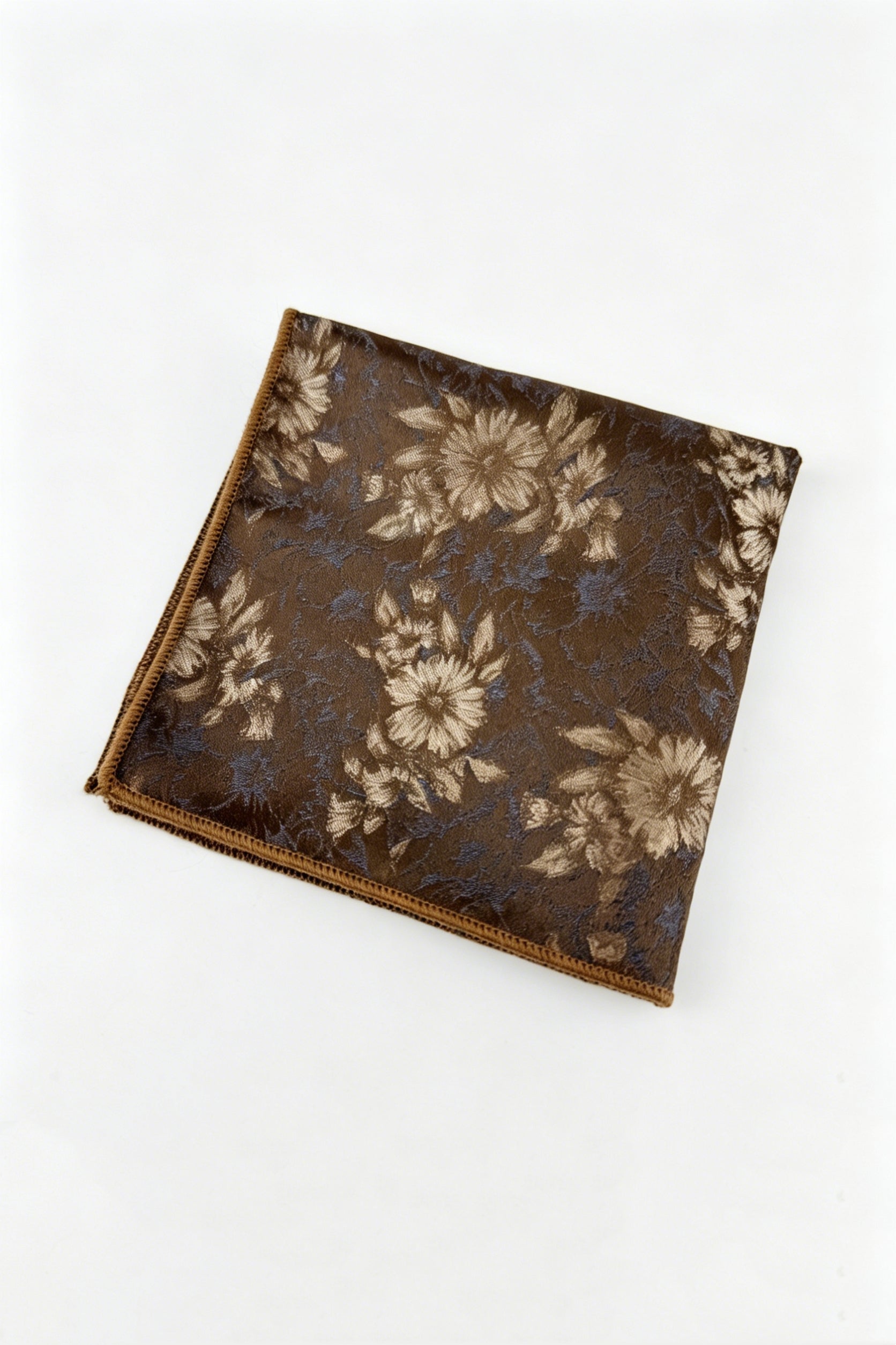 Vintage Brown Floral Jacquard Men's Pocket Square Main image