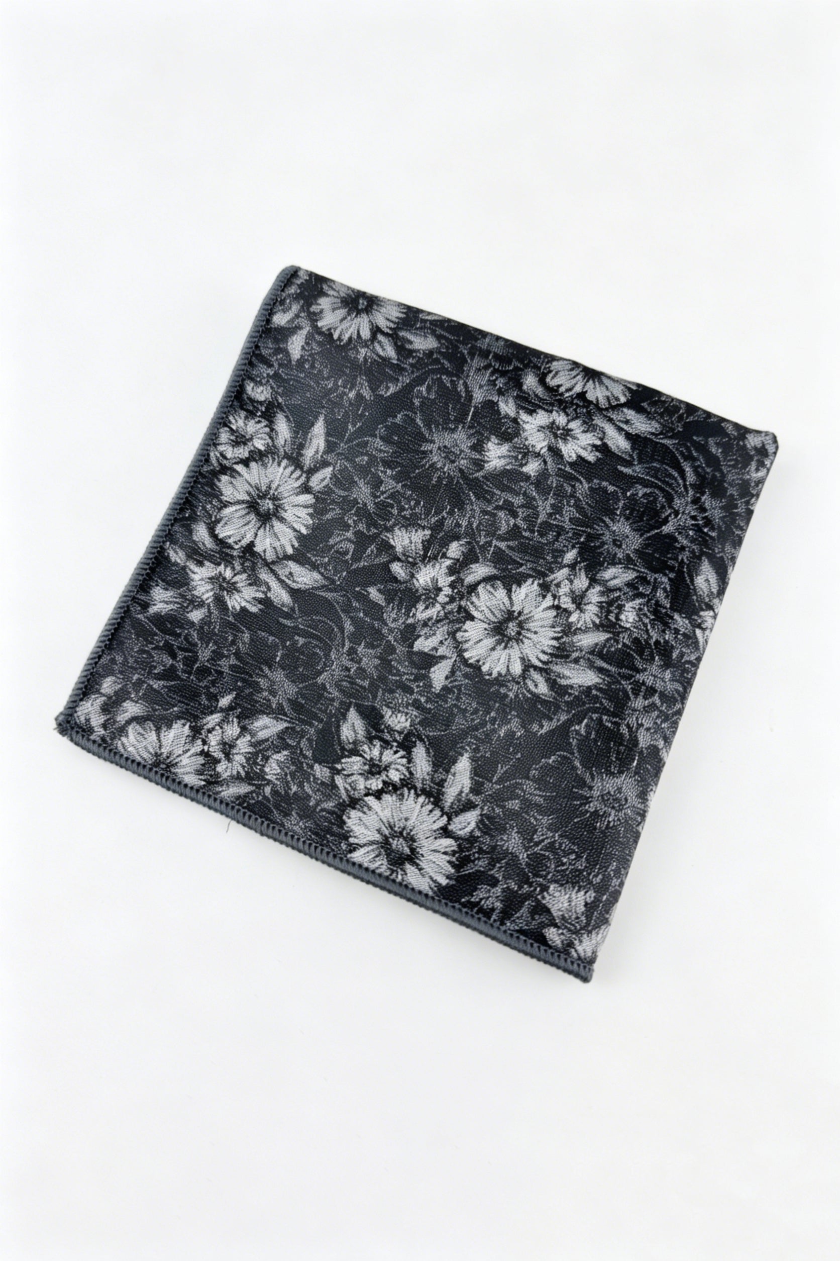 Charcoal Vintage Floral Jacquard Men's Pocket Square Main image