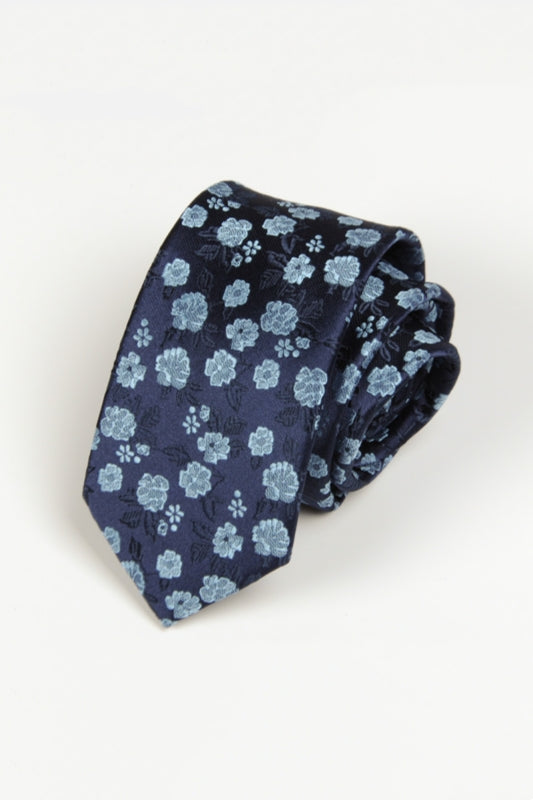 Navy Blue Floral Jacquard Men's Tie Main image