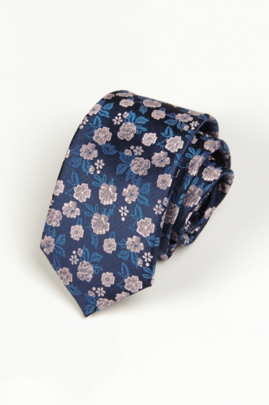 Dark Blue Floral Jacquard Men's Tie