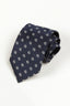 Navy Blue White Tiny Floral Jacquard Tie