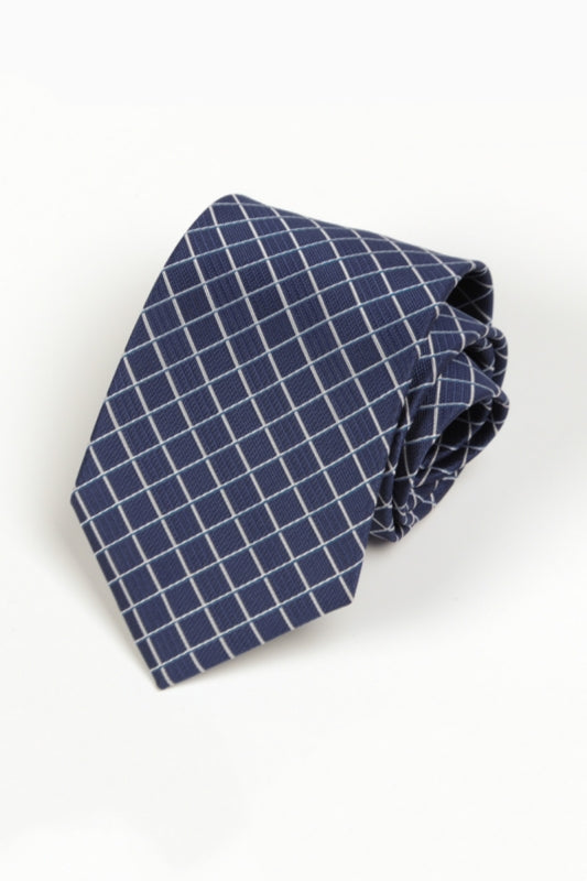 Stylish Dark Blue Plaid Men's Tie Main image