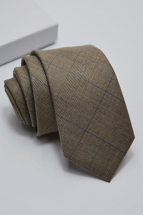 Taupe Plaid Blue Line Men's Tie Main image