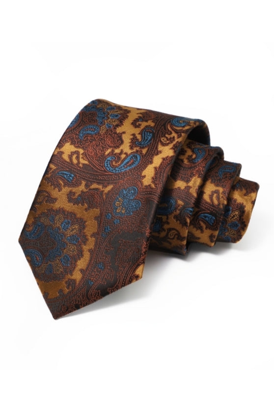Gold Brown Paisley Jacquard Men's Tie Main image