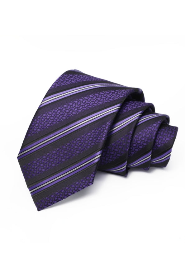 Purple Striped Jacquard Formal Tie For Men Main image
