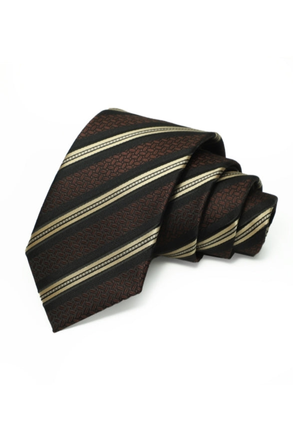 Brown Striped Jacquard Formal Tie For Men Main image