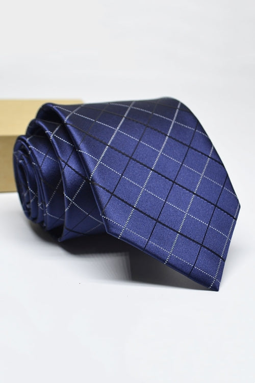 Navy Blue Plaid Jacquard Men's Tie Main image