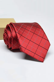 Chic Red Plaid Jacquard Men's Tie