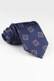 Vintage Navy Geometric Square Jacquard Men's Formal Tie