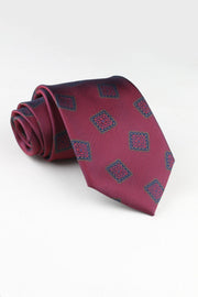 Vintage Burgundy Geometric Square Jacquard Men's Formal Tie