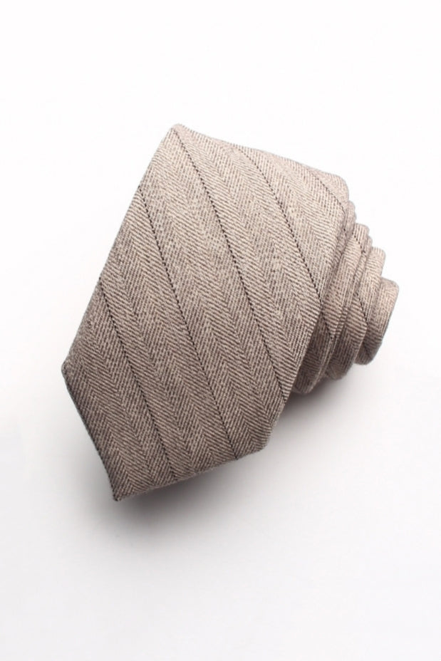 Light Khaki Herringbone Striped Formal Tie