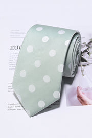 Sage Green Base White Striped Dot Jacquard Formal Men Ties
