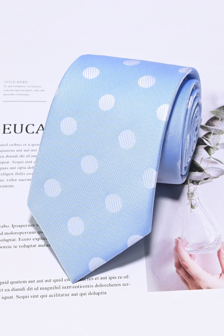 Sky Blue Base White Striped Dot Jacquard Formal Men Ties Main image