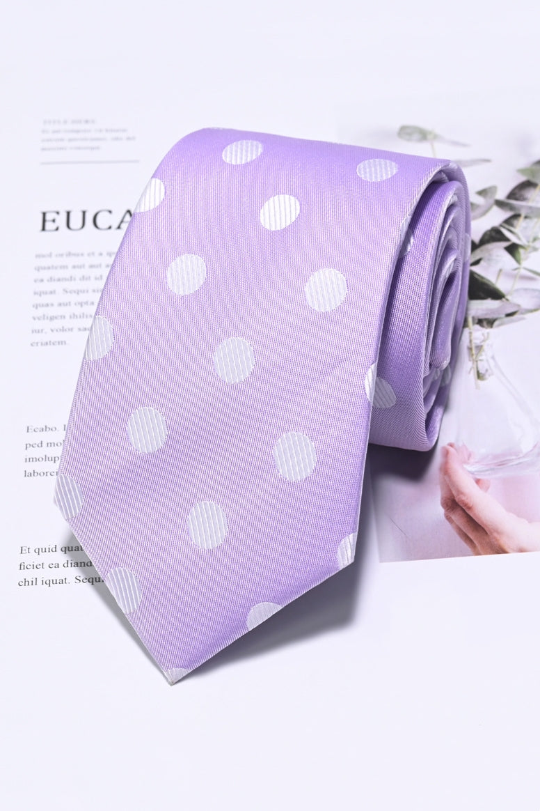 Lilac Base White Striped Dot Jacquard Formal Men Ties Main image