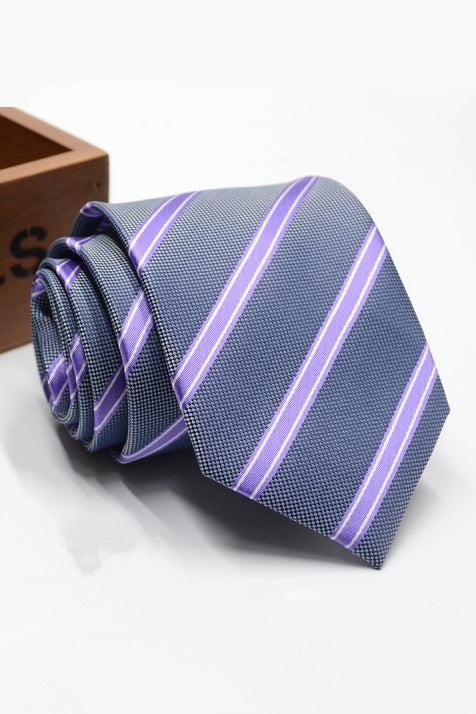 Gray Lilac White Stripe Men's Formal Tie Main image