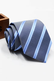Blue-Gray Sky Blue White Stripe Men's Formal Tie