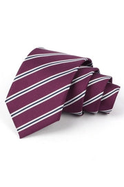 Plum Purple White Navy Diagonal Stripe Business Tie