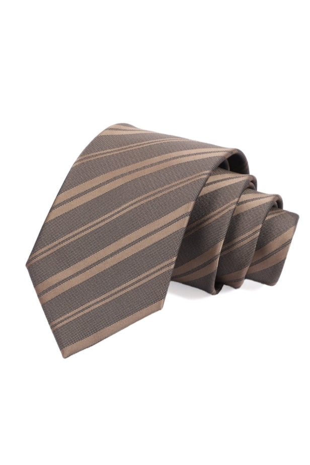 Deep Taupe Khaki Diagonal Stripe Men's Formal Tie Main image