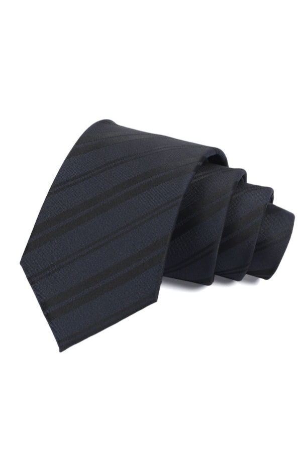 Navy Black Diagonal Stripe Men's Formal Tie Main image