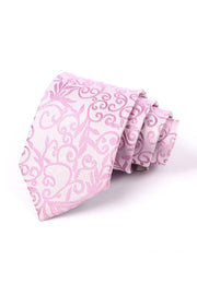 Pale Pink Floral Scroll Jacquard Men's Tie