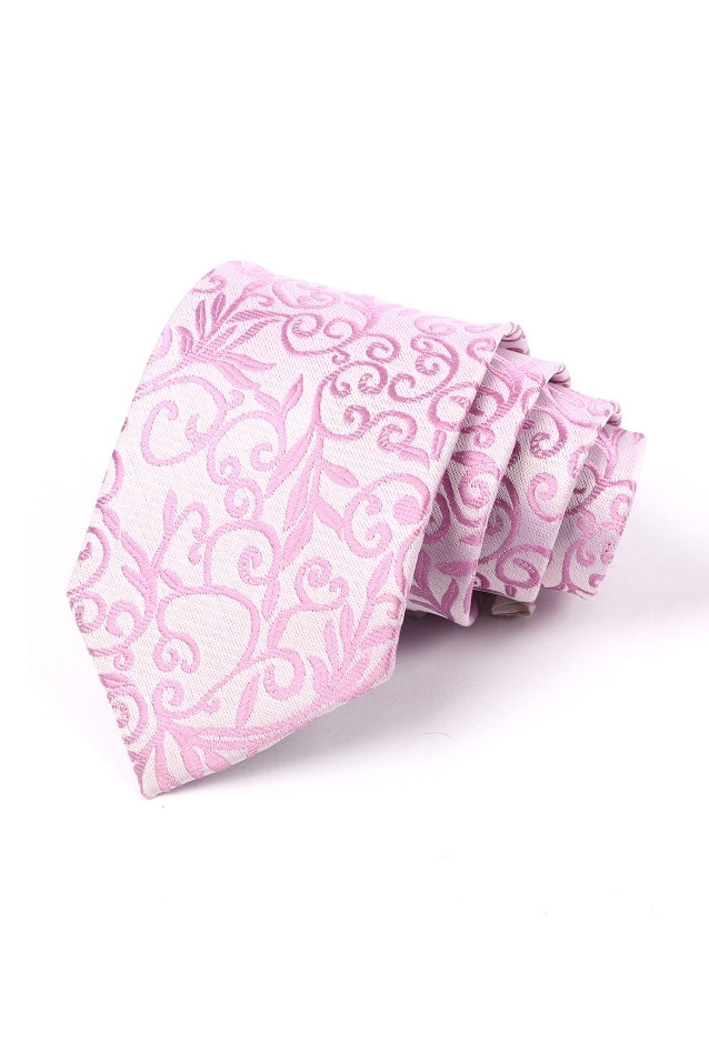 Pale Pink Floral Scroll Jacquard Men's Tie