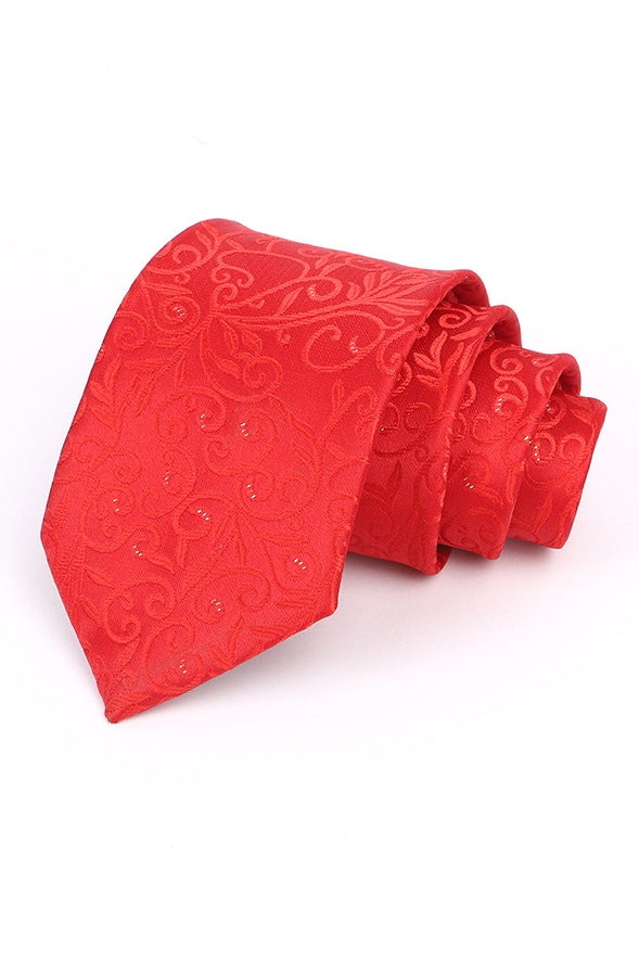 Red Floral Scroll Jacquard Men's Tie Main image