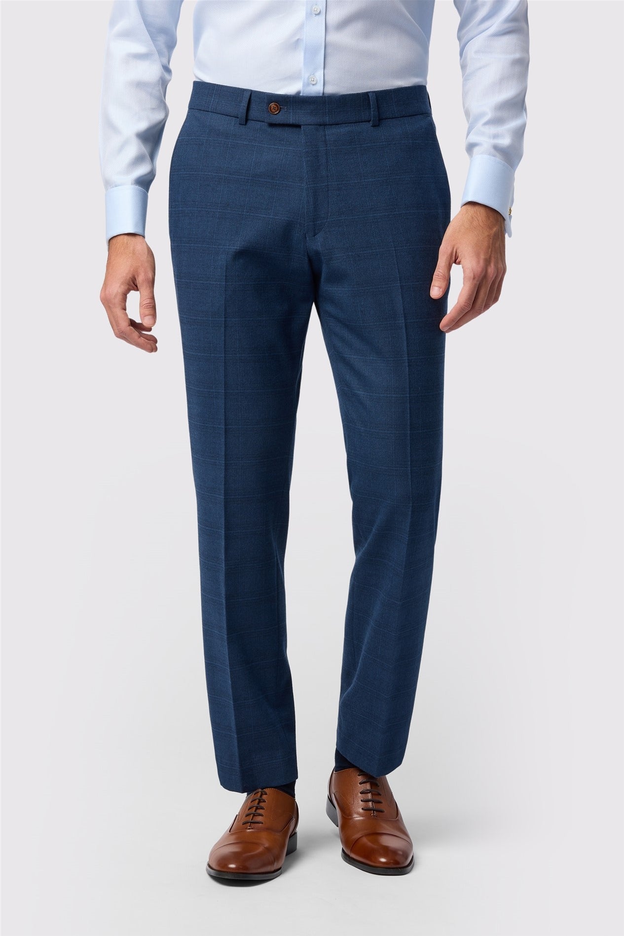 Trendy Blue Check Men's Trousers Main image