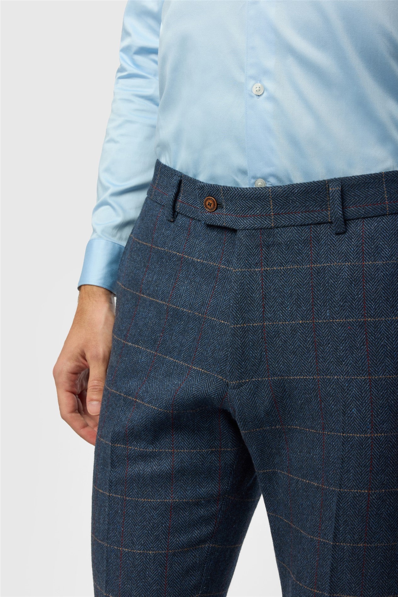 Blue Herringbone Check Men's Trousers Secondary image