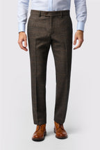 Brown Herringbone Check Men's Trousers