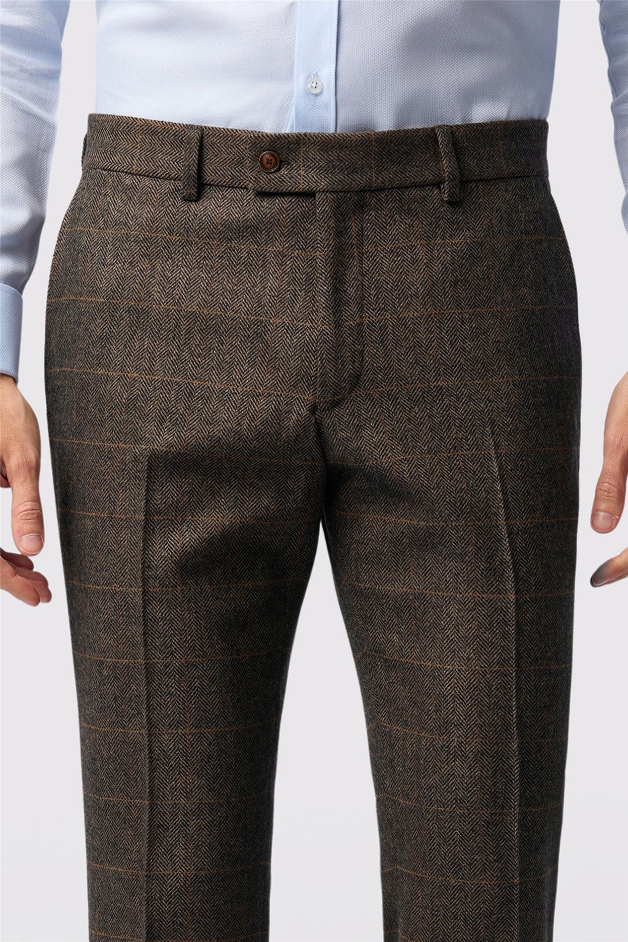 Brown Herringbone Check Men's Trousers Secondary image