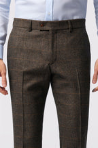 Brown Herringbone Check Men's Trousers