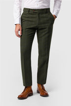 Green Herringbone Check Men's Trousers