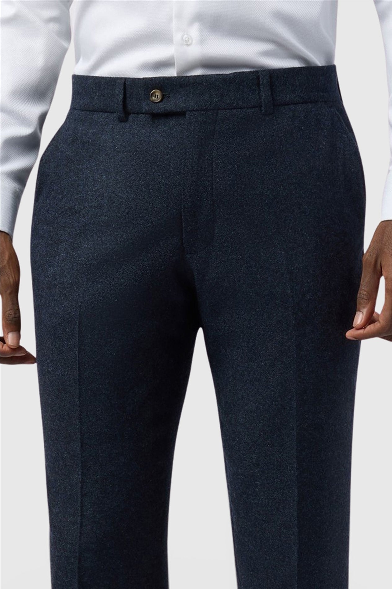 Navy Textured Men's Suit Trousers Secondary image
